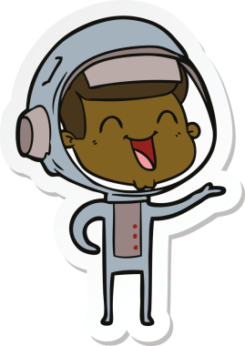 Bir insan tarafından çizilmiş mutlu bir astronotun çıkartması.