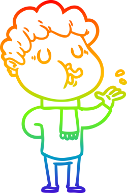 Gökkuşağı gradyan çizimi bir insan tarafından çizilmiş bir çizgi film karakteri.