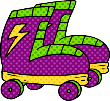 Bir insan tarafından çizilmiş patenlerin el çizimi karikatürü.