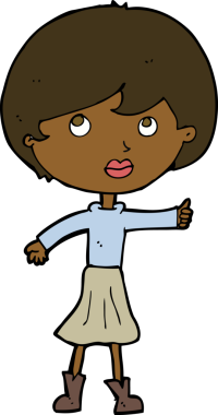 Çizgi filmdeki kadın bir insan tarafından çizilmiş sorular soruyor.