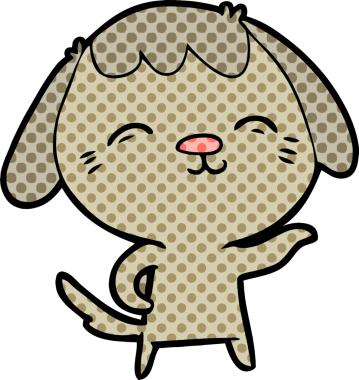 Bir insan tarafından çizilmiş mutlu çizgi film köpeği.