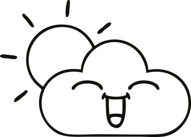 Bir insan tarafından çizilmiş güneş ışığı ve bulut çizimi