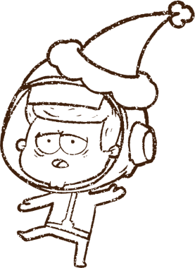Bir insan tarafından çizilmiş Noel Astronotu Kömür Çizimi