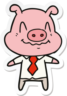 Bir insan tarafından çizilmiş sinirli bir domuz patronunun çıkartması.