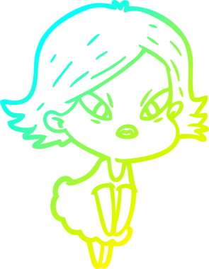 Bir insan tarafından çizilmiş soğuk gradyan çizgi çizimi stresli bir kadın