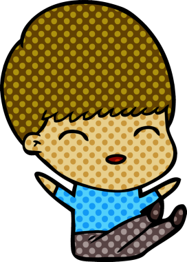 Bir insan tarafından çizilmiş mutlu çizgi film çocuğu.