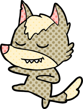 Bir insan tarafından çizilmiş dost canlısı kurt dansçısı.