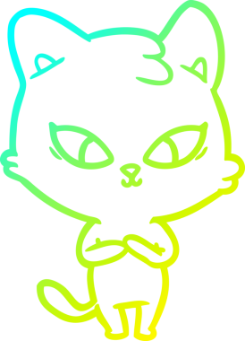 Bir insan tarafından çizilmiş bir çizgi film kedisinin soğuk gradyan çizgisi.