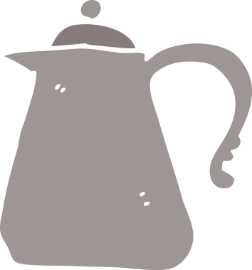 Bir insan tarafından çizilmiş düz renkli çizim çaydanlığı