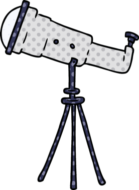 Bir insan tarafından çizilmiş büyük bir teleskop çizimi.