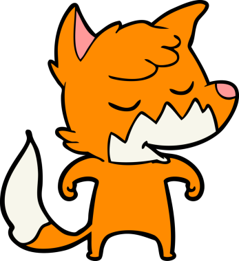 Bir insan tarafından çizilmiş dost canlısı çizgi film tilkisi