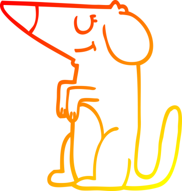 Bir insan tarafından çizilmiş iyi huylu bir köpeğin sıcak çizgi çizimi