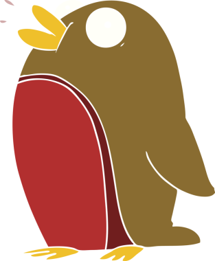 Bir insan tarafından çizilmiş düz renkli çizgi film Robin