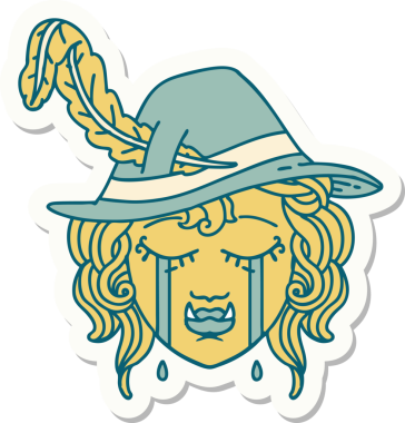 Bir insan tarafından çizilmiş ağlayan bir Ork Ozan karakterinin çıkartması.