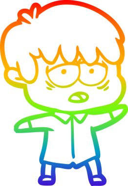 gökkuşağı gradyan çizgi çizimi bir insan tarafından çizilmiş bitkin bir çocuk