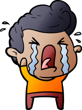 Bir insan tarafından çizilmiş ağlayan bir karikatür.