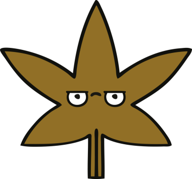 Bir insan tarafından çizilmiş bir sonbahar yaprağının sevimli karikatürü.