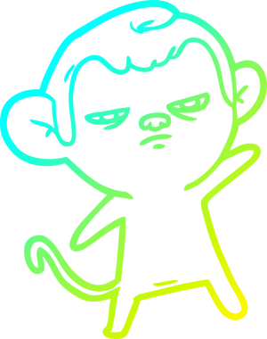 Bir insan tarafından çizilmiş bir çizgi maymun çizimi.