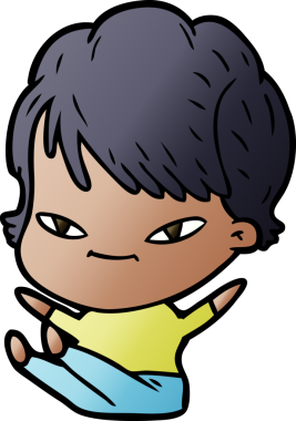 Bir insan tarafından çizilmiş mutlu bir kadın.