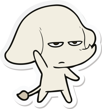 Bir insan tarafından çizilmiş kızgın bir filin çıkartması.