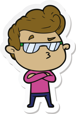 Bir insan tarafından çizilmiş havalı bir adamın çıkartması.