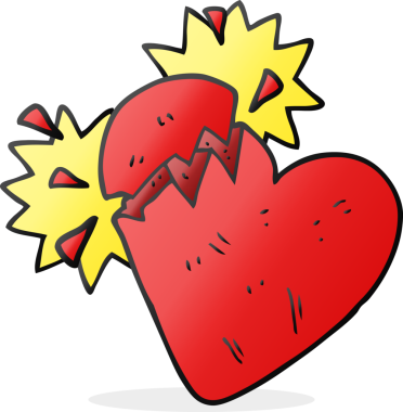 Bir insan tarafından çizilmiş kırık kalp karikatürü.