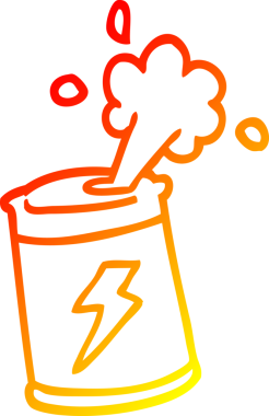 Bir insan tarafından çizilmiş karikatür soda kutusunun sıcak gradyan çizgisi.