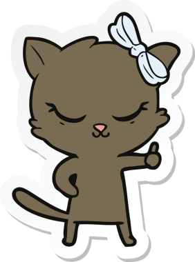 Bir insan tarafından çizilmiş şirin bir çizgi film kedisinin çıkartması.