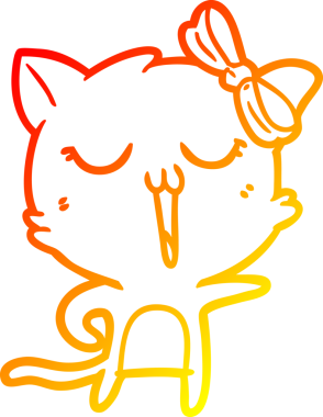 Bir insan tarafından çizilmiş çizgi film kedisinin sıcak çizgi çizimi