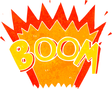 Bir insan tarafından çizilmiş çizgi roman patlaması.