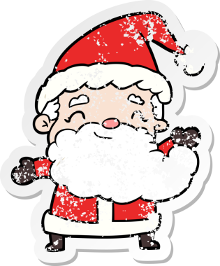 Bir insan tarafından çizilmiş karikatür Noel Baba etiketi.