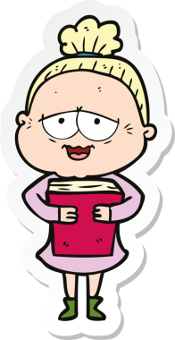 Bir insan tarafından çizilmiş mutlu yaşlı bir kadının çıkartması.