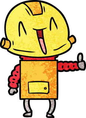 Bir insan tarafından çizilmiş çizgi film robotu