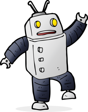 Bir insan tarafından çizilmiş çizgi film robotu