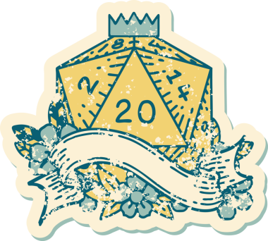 Retro Dövme Biçimi Doğal 20 D20 zar bir insan tarafından çizildi