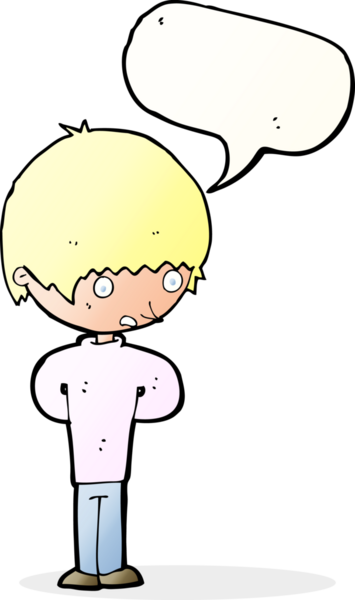 Bir insan tarafından çizilmiş konuşma balonu olan sinirli bir çocuk.