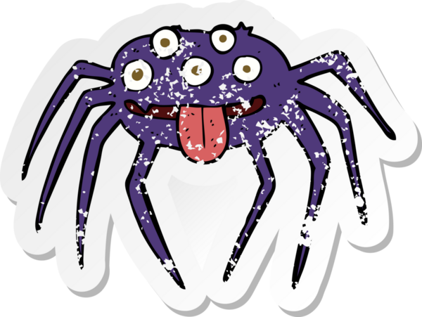 Bir insan tarafından çizilmiş iğrenç bir cadılar bayramı örümceğinin gerilimli çıkartması.