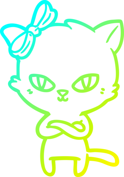 Bir insan tarafından çizilmiş bir çizgi film kedisinin soğuk gradyan çizgisi.