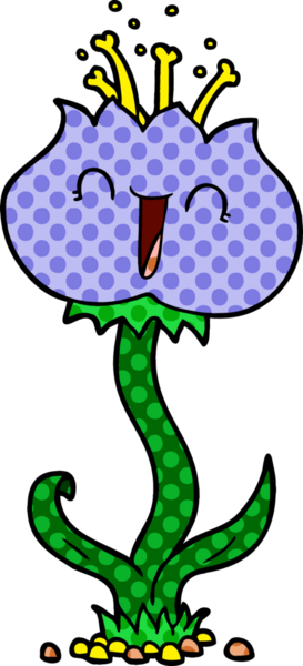 Bir insan tarafından çizilmiş sevimli karikatür çiçeği.