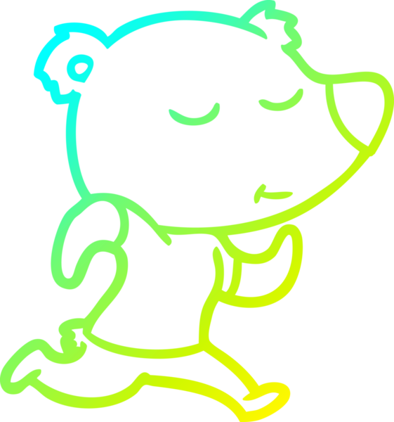 Bir insan tarafından çizilmiş mutlu bir kutup ayısının soğuk çizgi çizimi.