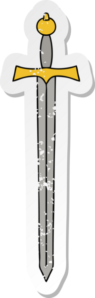 İnsan eliyle çizilmiş garip bir kılıcın sıkıntılı çıkartması.