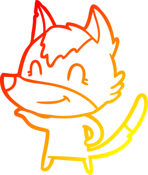 Bir insan tarafından çizilmiş dost canlısı bir kurt çizgi çizimi.