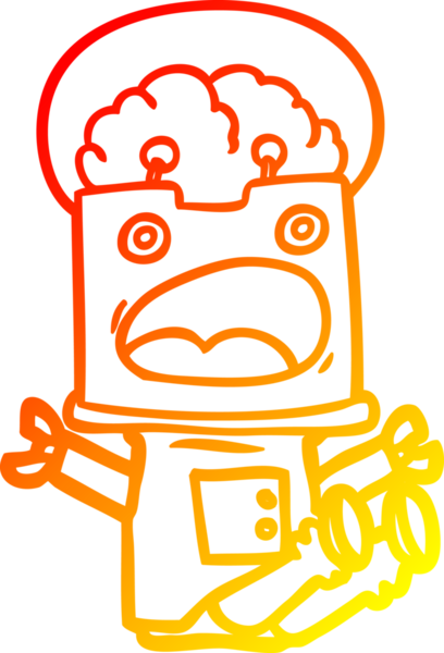 Bir insan tarafından çizilen çizgi film robotunun sıcak çizgi çizimi