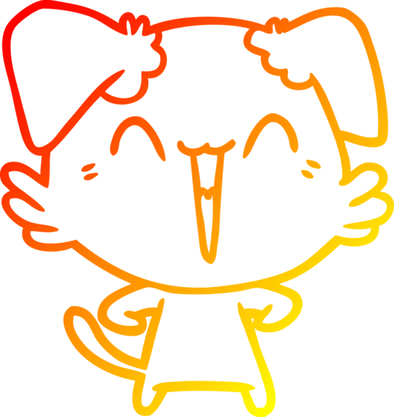 Bir insan tarafından çizilmiş mutlu, küçük bir köpek çizgi filmi.