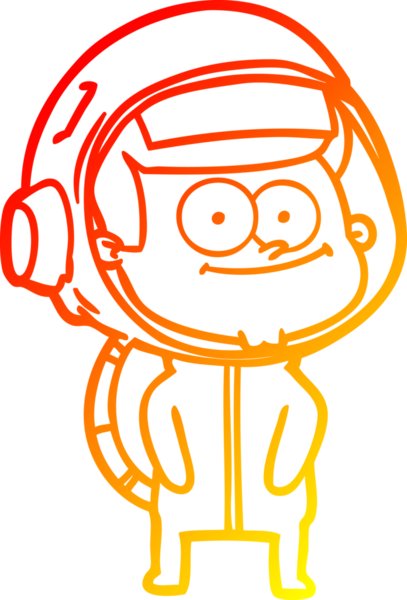 Bir insan tarafından çizilmiş mutlu bir astronot çizgi filminin sıcak gradyan çizimi