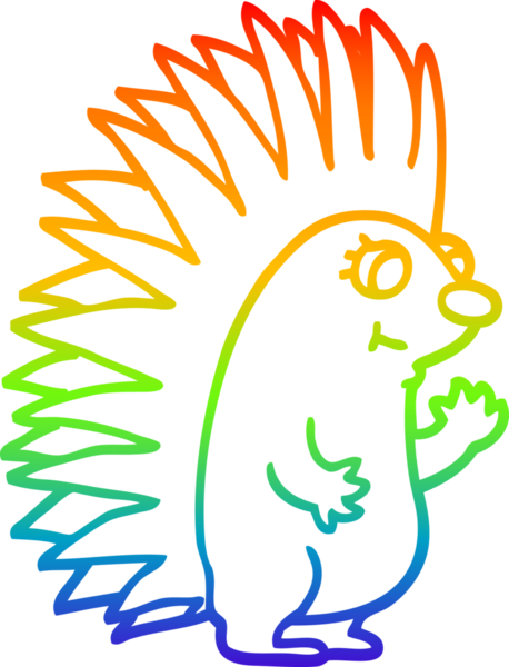 gökkuşağı gradyan çizgi çizimi Bir insan tarafından çizilmiş dikenli kirpi