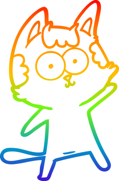 gökkuşağı gradyan çizimi mutlu çizgi film kedisi bir insan tarafından çizildi