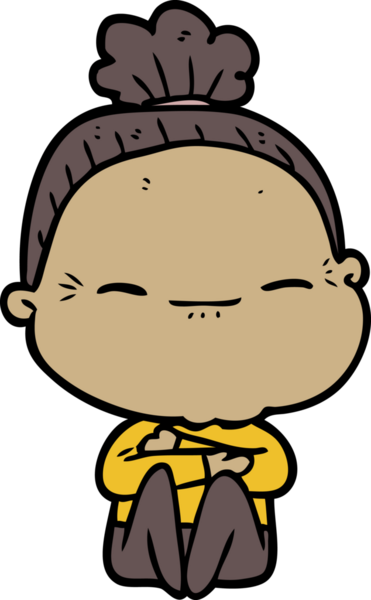 Bir insan tarafından çizilmiş barışçıl yaşlı bir kadın.