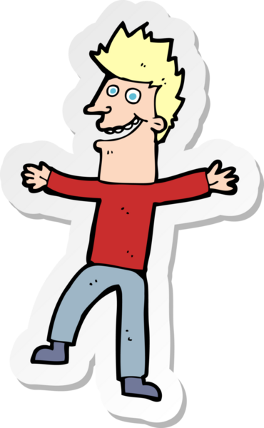 Bir insan tarafından çizilmiş mutlu bir adamın çıkartması.