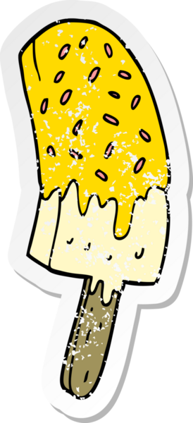 Bir insan tarafından çizilmiş karikatür dondurma etiketi.